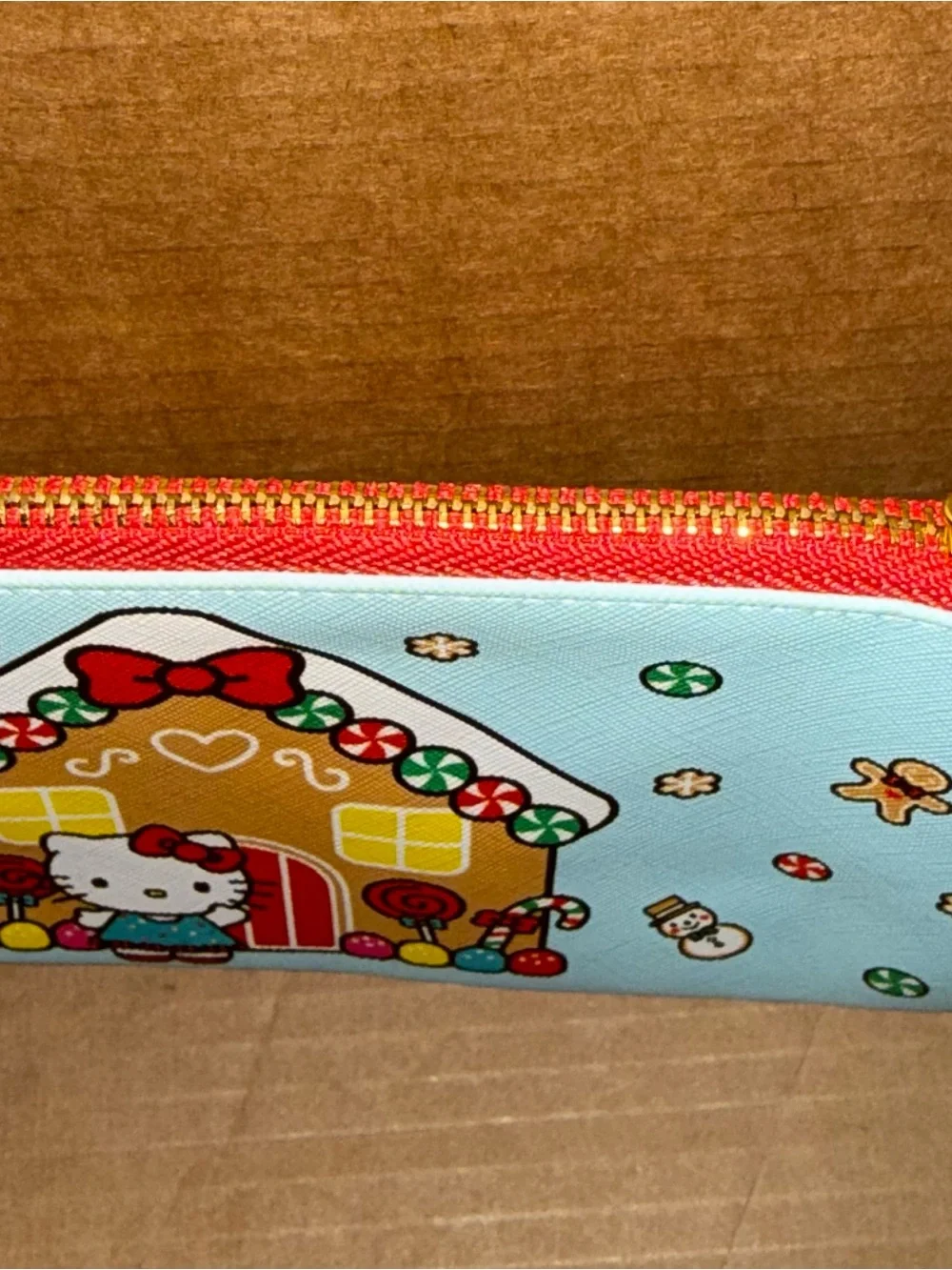 Hello Kitty Christmas Gingerbread House Pencil Pouch Case Zipper 8.5x4.5 A16